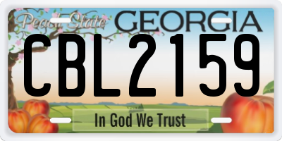 GA license plate CBL2159