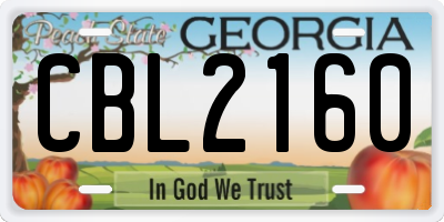 GA license plate CBL2160