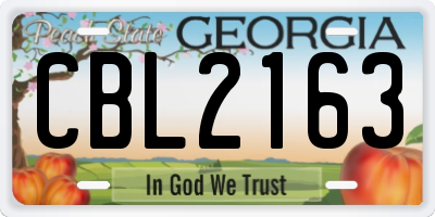 GA license plate CBL2163