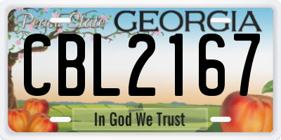 GA license plate CBL2167