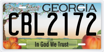 GA license plate CBL2172