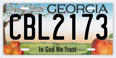 GA license plate CBL2173