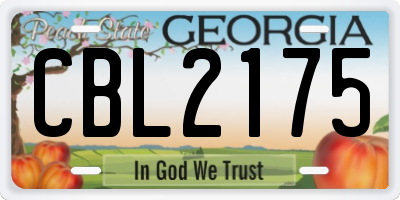 GA license plate CBL2175