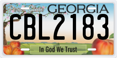 GA license plate CBL2183