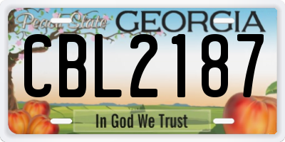 GA license plate CBL2187