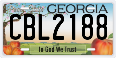 GA license plate CBL2188