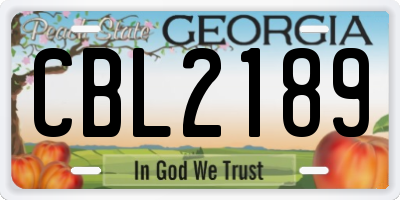 GA license plate CBL2189