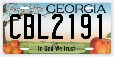 GA license plate CBL2191