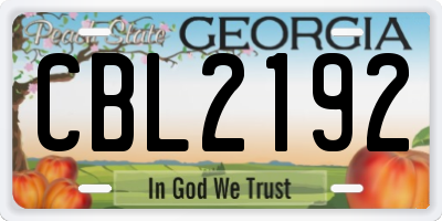 GA license plate CBL2192