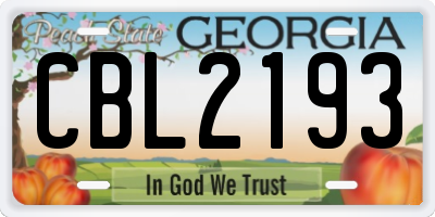 GA license plate CBL2193