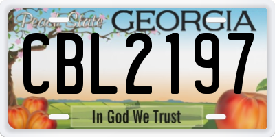 GA license plate CBL2197