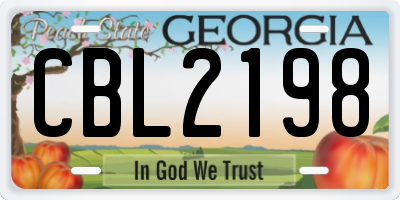 GA license plate CBL2198