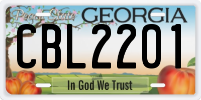 GA license plate CBL2201