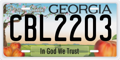 GA license plate CBL2203