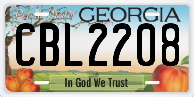 GA license plate CBL2208