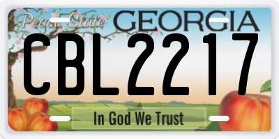 GA license plate CBL2217