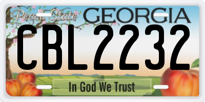 GA license plate CBL2232