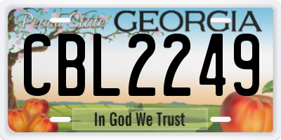 GA license plate CBL2249