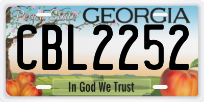 GA license plate CBL2252