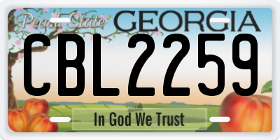 GA license plate CBL2259