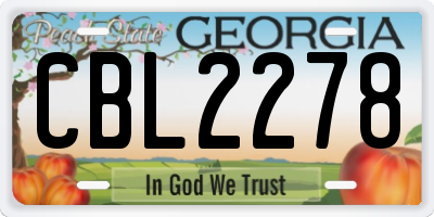 GA license plate CBL2278
