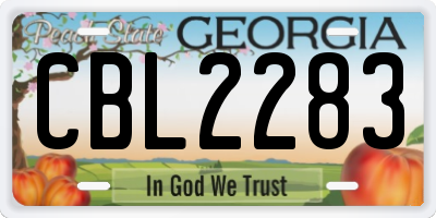 GA license plate CBL2283