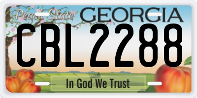 GA license plate CBL2288