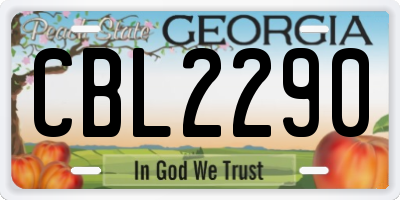 GA license plate CBL2290