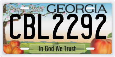 GA license plate CBL2292