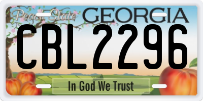 GA license plate CBL2296