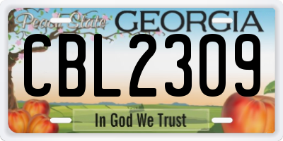 GA license plate CBL2309
