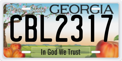 GA license plate CBL2317