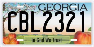 GA license plate CBL2321