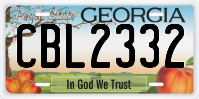GA license plate CBL2332
