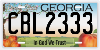 GA license plate CBL2333