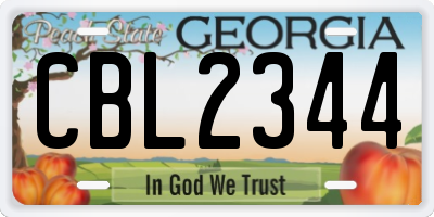 GA license plate CBL2344