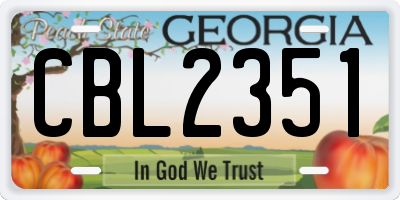 GA license plate CBL2351