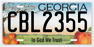 GA license plate CBL2355