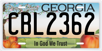 GA license plate CBL2362