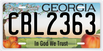 GA license plate CBL2363