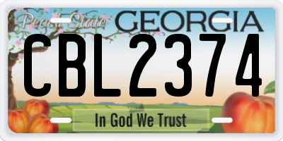 GA license plate CBL2374