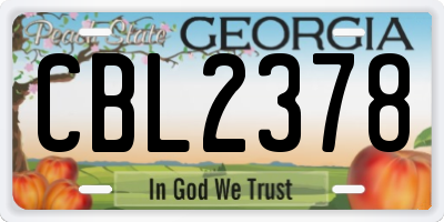 GA license plate CBL2378