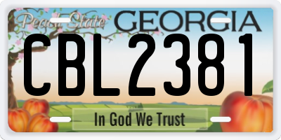 GA license plate CBL2381