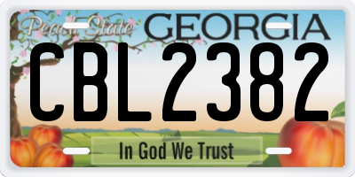 GA license plate CBL2382