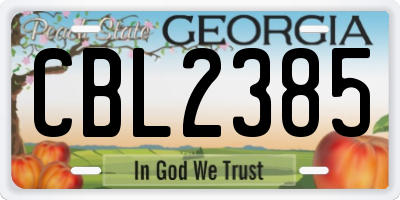GA license plate CBL2385