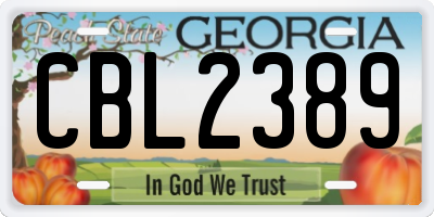 GA license plate CBL2389