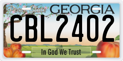 GA license plate CBL2402