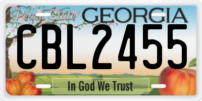 GA license plate CBL2455