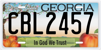 GA license plate CBL2457