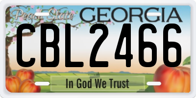 GA license plate CBL2466